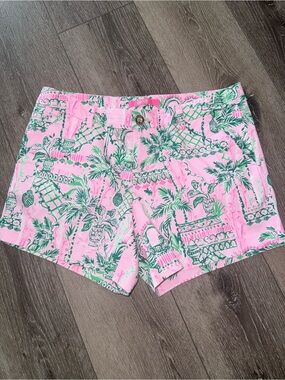 Lilly Pulitzer Pink and Green Tropical Print  Shorts